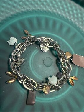 J.Jill Mixed Metal Charm Bracelet - Two-Tone Nature Leaves Sun
